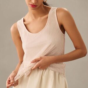 NWT Anthropologie Sunday in Brooklyn Rhinestone Mesh Tank (Ivory) (Medium)